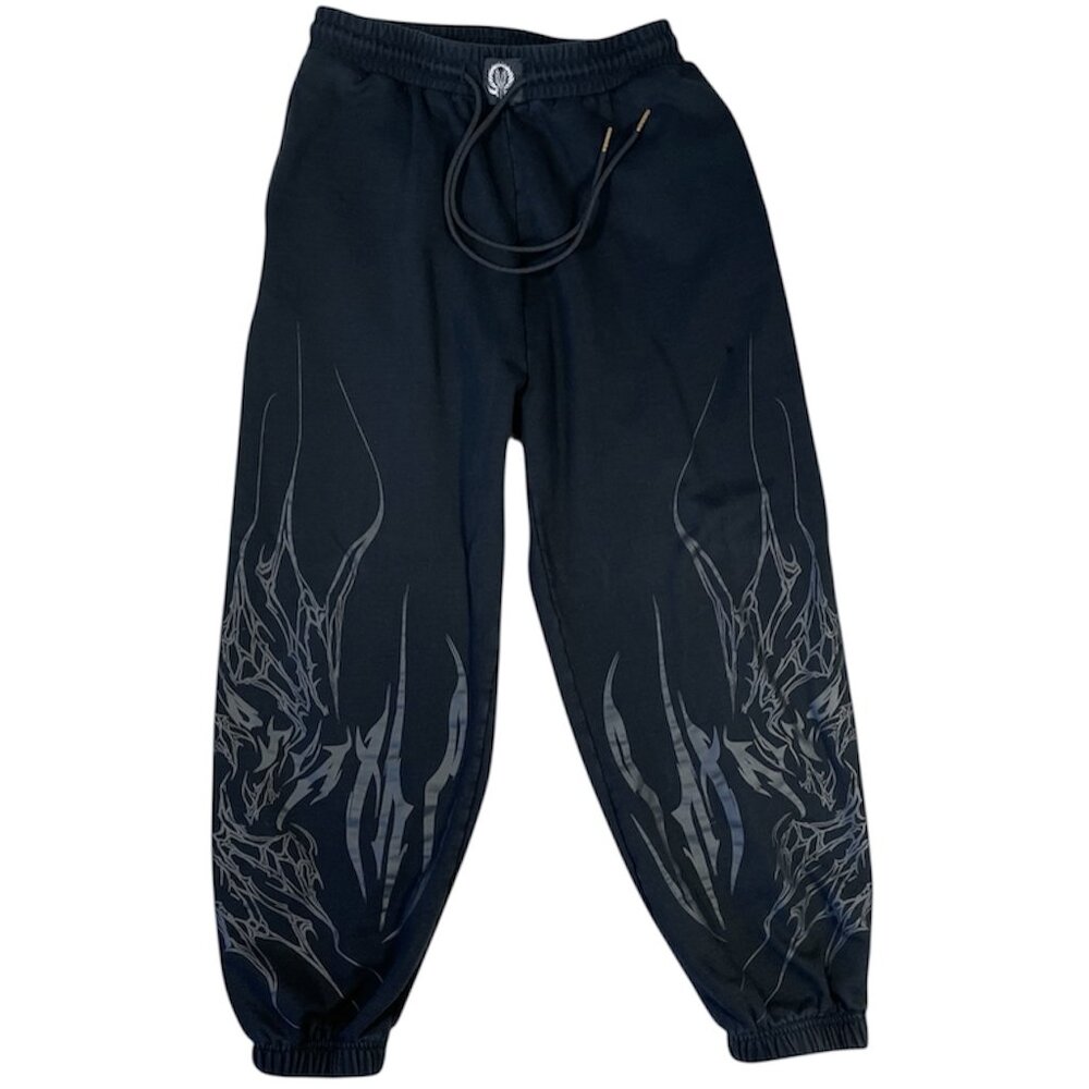 Breathe Divinity Nightfall Oversized Sweatpants Black with Grey Graphics, Size L